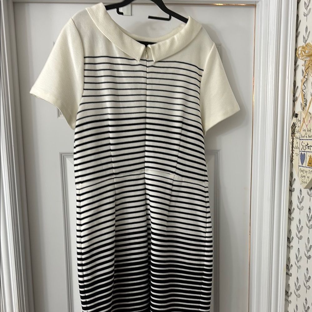 Talbots black and White Sheath Dress with Peter Pan Collar - Picture 2 of 7